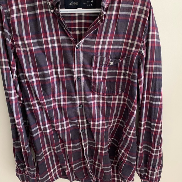 Armani jeans button up longsleeve shirt mens small womens medium or large - Picture 2 of 5